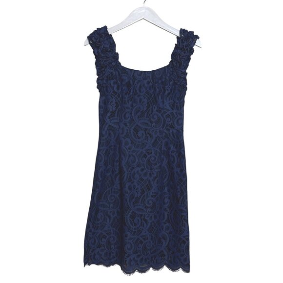 Lilly Pulitzer Mara Bright Navy About Face Two Tone Lace Dress Sleeveless Size 2 - Picture 6 of 16